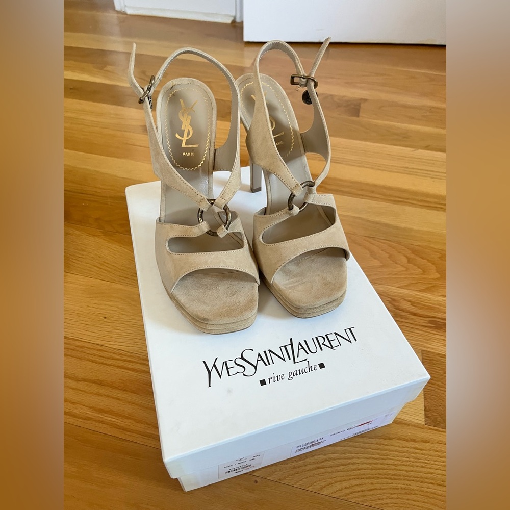 Yves Saint Laurent Slingback Sandals in New Pale Beige